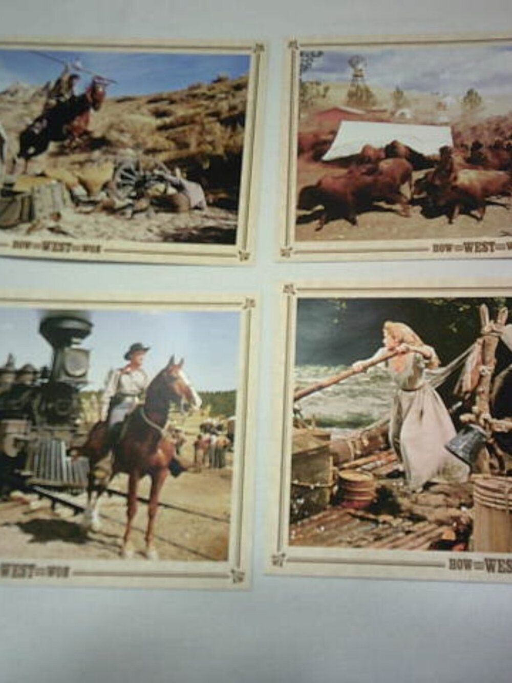 4 RARE VTG "HOW THE WEST WAS WON" STILL PHOTO'S DEBBIE REYNOLDS KARL MALDEN MINT